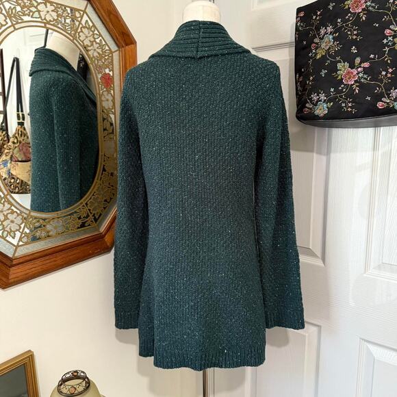 Merona Dark Green & Multicolor Knit Long Sleeve Toggle Front Wool Blend Cardigan - Picture 5 of 8
